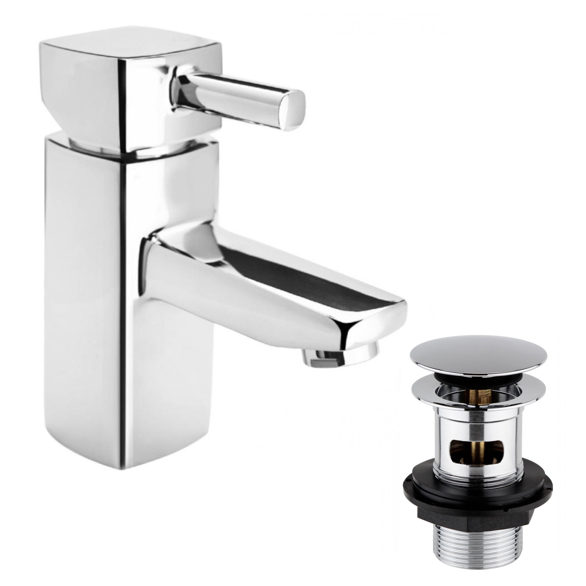 Stella basin mixer tap with slotted waste - chrome